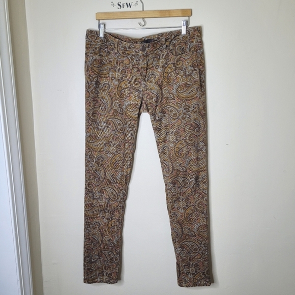 Prana Trinity Corduroy Pants Paisley Low Rise Slim Fit Stretch Size 12 - Picture 2 of 9